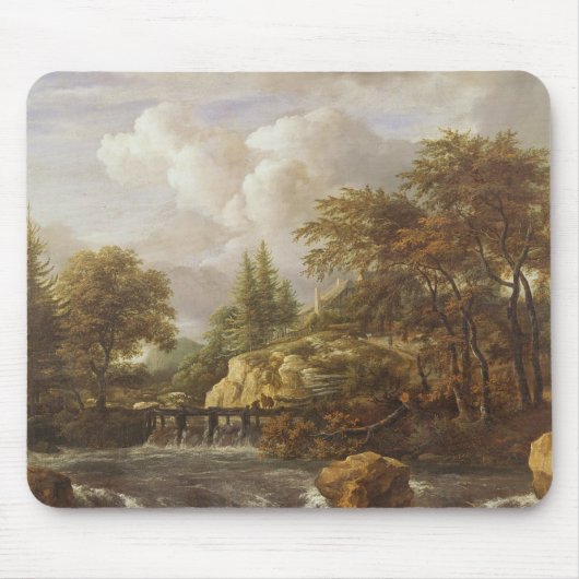 Ein Wasserfall in einer felsigen Landschaft, Mousepad (Vorne)