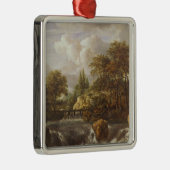 Ein Wasserfall in einer felsigen Landschaft, Silbernes Ornament (Rechts)