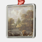 Ein Wasserfall in einer felsigen Landschaft, Silbernes Ornament (Links)
