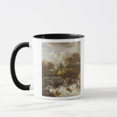 Ein Wasserfall in einer felsigen Landschaft, Tasse (Links)