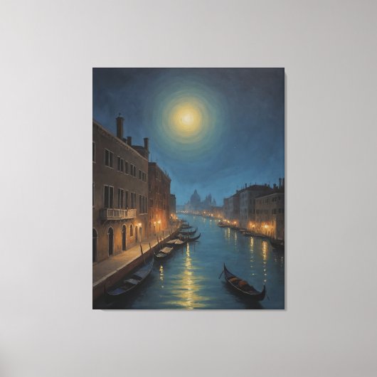 ein Wasserkanal mit Booten und Gebäude im Hintergr Leinwanddruck (Vorderseite)