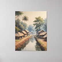 ein Wasserkanal mit Häusern und Bäumen