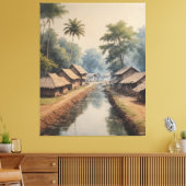 ein Wasserkanal mit Häusern und Bäumen Leinwanddruck (Insitu (Wohnzimmer))