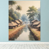 ein Wasserkanal mit Häusern und Bäumen Leinwanddruck (Insitu (Holzboden))