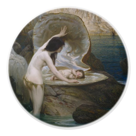 Ein Water Baby in Seashell von Bikini Nymph gefund Keramikknauf (Vorderseite)