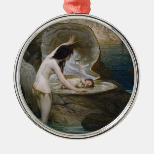 Ein Water Baby in Seashell von Bikini Nymph gefund Ornament Aus Metall