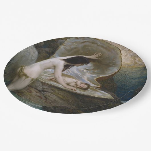 Ein Water Baby in Seashell von Bikini Nymph gefund Pappteller (Schrägansicht)