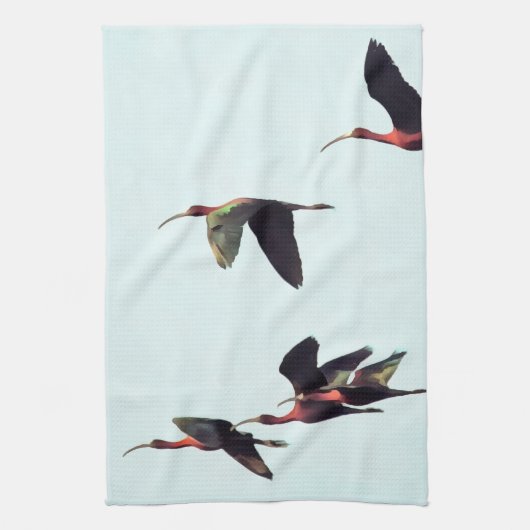 Ein Wedge von Ibises im Flug Geschirrtuch (Vertikal)