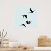 Ein Wedge von Ibises im Flug Poster (Küche)