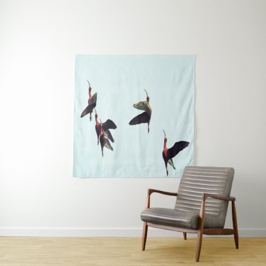 Ein Wedge von Ibises im Flug Wandteppich (Beispiel (Horizontal))