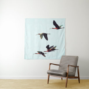 Ein Wedge von Ibises im Flug Wandteppich
