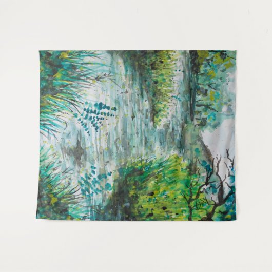 Ein Weg entlang der See-Aquarell-Wand-Tapisserie Wandteppich (Vorderseite (Horizontal))