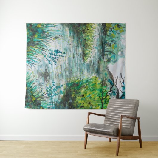 Ein Weg entlang der See-Aquarell-Wand-Tapisserie Wandteppich (Beispiel (Horizontal))