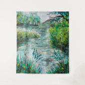 Ein Weg entlang der See-Aquarell-Wand-Tapisserie Wandteppich (Vorderseite)