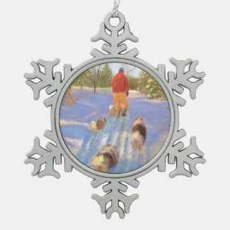 Ein Weg in der Waldzinn-Schneeflocke-Verzierung Schneeflocken Zinn-Ornament