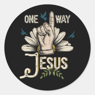Ein Weg Jesus Menschen Christlich Revolution Finge Runder Aufkleber