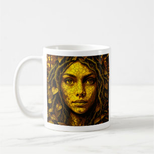 Ein weiblicher Baum, der im goldenen Licht gebadet Kaffeetasse