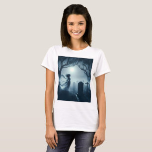 ein weiblicher Geist in einem weißen Kleid steht v T-Shirt
