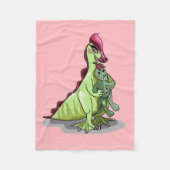 Ein weiblicher Hadrosaurus, der eine Puppe hält. Fleecedecke (Vorderseite)