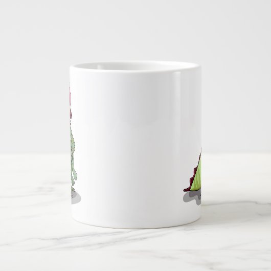 Ein weiblicher Hadrosaurus, der eine Puppe hält. Jumbo-Tasse (Vorderseite)