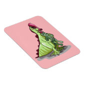 Ein weiblicher Hadrosaurus, der eine Puppe hält. Magnet (Rechte Seite)