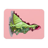 Ein weiblicher Hadrosaurus, der eine Puppe hält. Magnet (Horizontal)