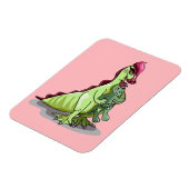 Ein weiblicher Hadrosaurus, der eine Puppe hält. Magnet (Linke Seite)