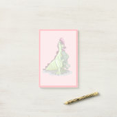 Ein weiblicher Hadrosaurus, der eine Puppe hält. Post-it Klebezettel (Auf Schreibtisch)