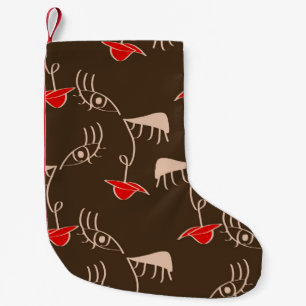 Ein weibliches Gesicht: abstraktes Muster. Kleiner Weihnachtsstrumpf