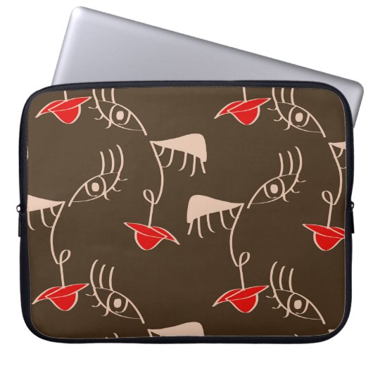 Ein weibliches Gesicht: abstraktes Muster. Laptopschutzhülle (Vorderseite)
