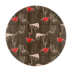 Ein weibliches Gesicht: abstraktes Muster. Schneidebrett