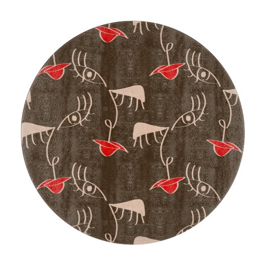 Ein weibliches Gesicht: abstraktes Muster. Schneidebrett (Vorderseite)