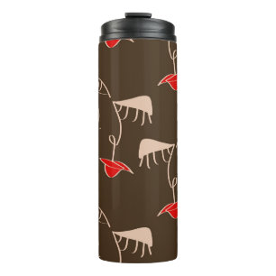 Ein weibliches Gesicht: abstraktes Muster. Thermosbecher