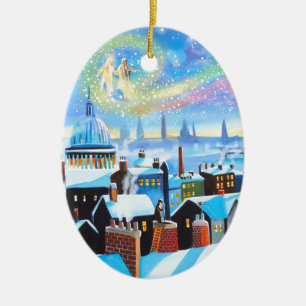 Ein Weihnachten Carol Scrooge und Geist der Keramikornament