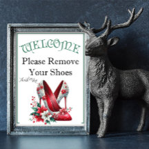 Ein Weihnachtliches Bitte Schuhe Ausziehen Schild