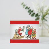 Ein weihnachtliches Schlitten ziehen Feiertagspostkarte (Stehend Vorderseite)