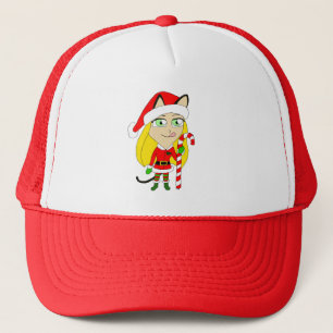 ein Weihnachts-Chibi-Katgirl Truckerkappe