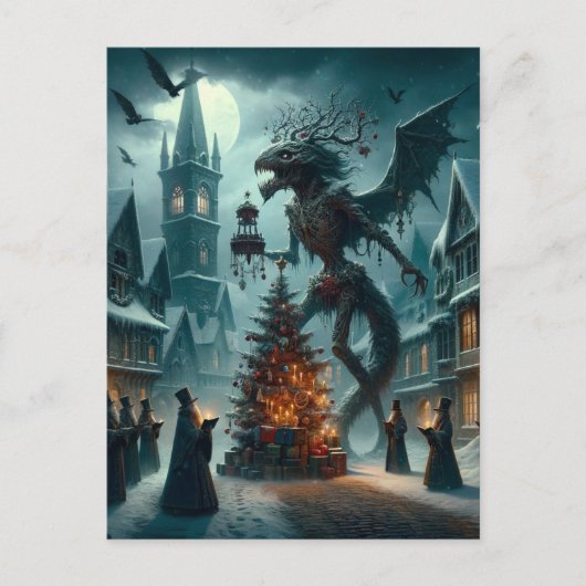Ein Weihnachts-Horror AI Generated Art Postkarte (Vorderseite)