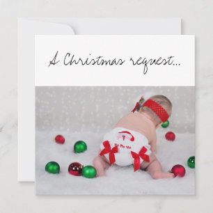 Ein Weihnachts-Pateneltern-Antrag Baby mit Windel Karte