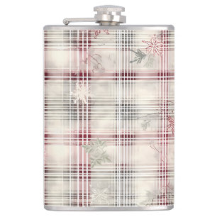 Ein Weihnachts-Tartan-Blumendesign Serie #13 Flachmann
