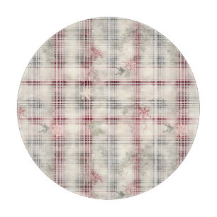 Ein Weihnachts-Tartan-Blumendesign Serie #13 Schneidebrett