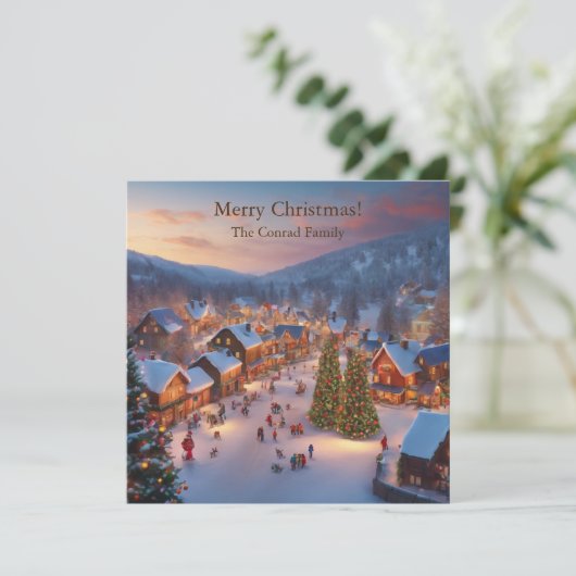 Ein Weihnachtsdorf Feiertagskarte (Stehend Vorderseite)
