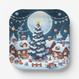 Ein Weihnachtsdorf Pappteller