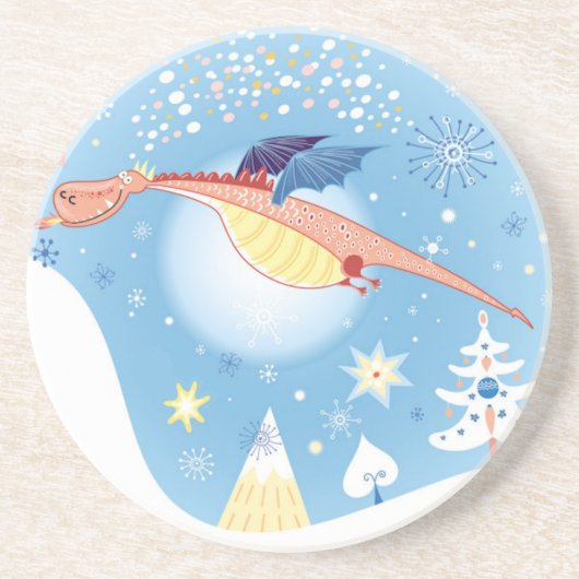 Ein Weihnachtsdrache Sandstein Untersetzer (Vorne)