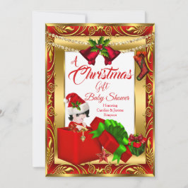 Ein Weihnachtsgeschenk Boy Girl Baby Dusche Red Go Einladung