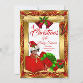 Ein Weihnachtsgeschenk Boy Girl Babydusche Red Gol Einladung (Vorderseite)