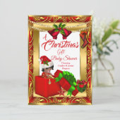 Ein Weihnachtsgeschenk Boy Girl Babydusche Red Gol Einladung (Stehend Vorderseite)