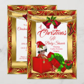 Ein Weihnachtsgeschenk Boy Girl Babydusche Red Gol Einladung (Vorne/Hinten)