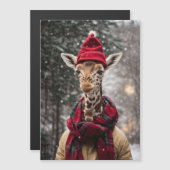 Ein WeihnachtsGiraffe Magnetkarte (Vorne/Hinten)
