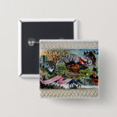 Ein Weihnachtsgruß, viktorianische Postkarte Button (Vorne & Hinten)